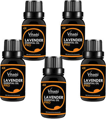 

VIHADO Lavender 100% Pure Essential Oil 4X PRO (10 ML) (Pack of 5)(10 ml)