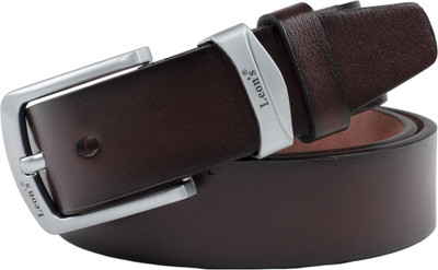 

Leon Men Formal, Casual Brown Genuine Leather Belt, Silver