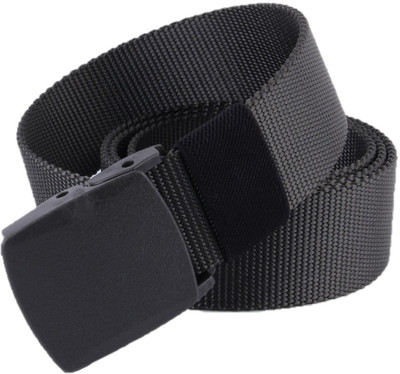 

LEX TAVIS Men Casual Grey Nylon Belt, Ash grey;silver grey