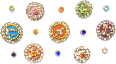 

beauty gold precious round bindi for beautiful lady & girl forehead, nails, tattooing Multicolor Bindis(mugli marathi, bengali bindi, Bollywood style)