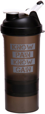 

VOLCO Gym Protein Shaker Bottle with Pill Storage 500 Shaker(Pack of 1, Black), White