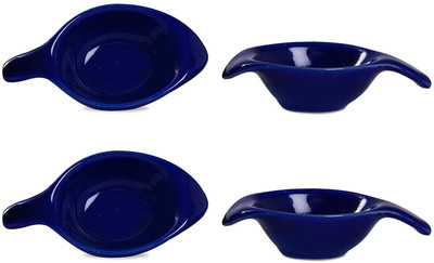 caffeine Dip and Sauce Diva Serving Bowl in Blue Glossy (Set of 4) Ceramic Bowl Set(Blue, Pack of 4)