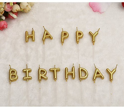 ToyNext Happy Birthday Candle - 13 Letters Candle(Gold, Pack of 1)