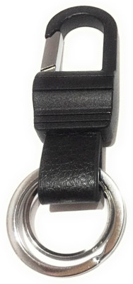 

Aura Imported Metal & Leather Double Ring Belt Hook Locking Key Chain(Black)