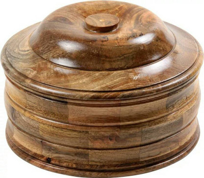 

CraftOnline nice wooden round shape box Thermoware Casserole(1000 ml), Brown