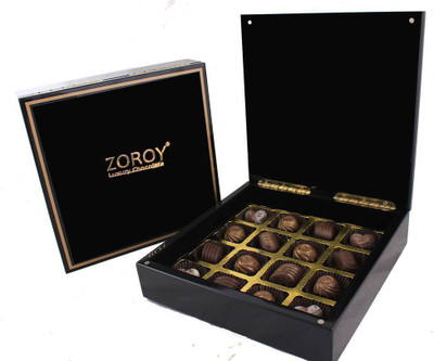 

Zoroy Luxury Chocolate Diwali Glossy black wooden gift box with 16 Signature Chocolates Fudges(175 g)