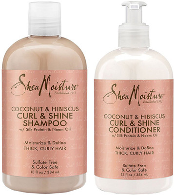 

Shea Moisture Coconut & Hibiscus Curl & Shine, Shampoo and Conditioner Set, Silk Protein and Neem Oil, 13 Oz Each(Set of 1)