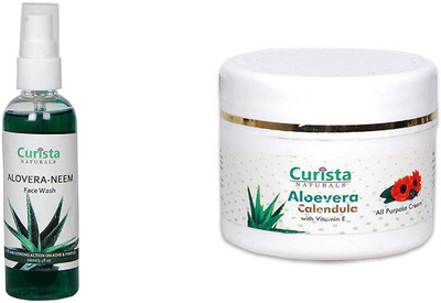 

Curista Naturals Aloe Vera & Calendula All Purpose Cream And Aloe Vera Neem Face Wash Combo Pack(Set of 2)
