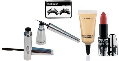 

big basket Eyelashes, Mac Brooke Candy Liner + Mascara , Select Cover-up & Brooke Candy Red Lipstick(Set of 5)