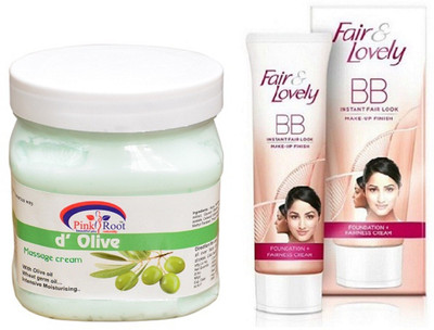 

Pink Root D'OLIVE CREAM 500ML WITH FAIR & LOVELY BB INSTANT FAIR LOOK CREAM 40G(Set of 2)
