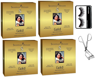 

Ultimate Eyelashes, Shahnaz Husain 24 carat Gold Facial kit Pack of 4 With Eyelashes Curler(Set of 6)