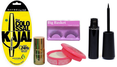 

big Basket Eyelashes, Liquid Eyeliner liquidlast liner Eve-Liner, 9to5 mirror nail polish& Nail paint remover,Colossal K,(Set of 5)