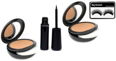 

big Basket Eyelashes, Mac Studio Fix Compact (Pack of 2), Liquid Eyeliner(Set of 4)