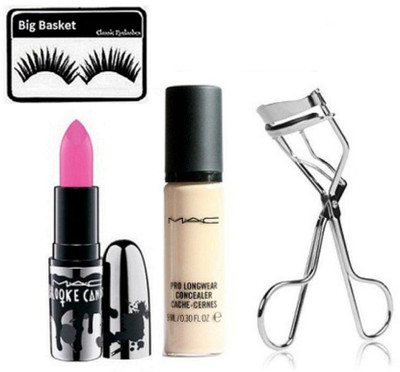 

big basket Eyelashes, Brooke Candy Pink Lipstick , Concealer & Eyelashes Curler(Set of 4)
