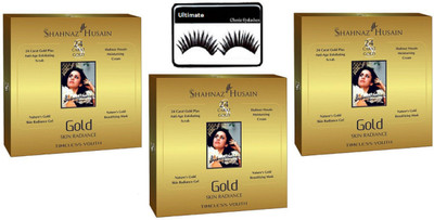 

Ultimate Eyelashes WIth Shahnaz Husain 24 carat Gold Facial kit Pack of 3(Set of 4)