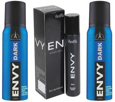 

Envy DARK 2 Pcs. & Men 60ml 1 Pc. Deodorant Spray - For Men(300 ml, Pack of 3)