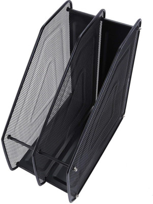 

Niyam 2 Compartments metal mesh Magazine Holder(Black)