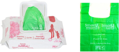

Lifekrafts Smartmom Disposable Diaper Bags Sacks , Sanitary Pad Bags | 100 Count | 100% Bio-Degradable | Scented | With controlled Handle Ties | Nappy Bags Diaper Disposal Bin(5)