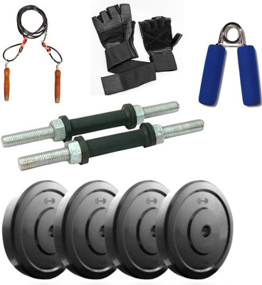 

Kyachaiyea 1kg 4 PVC Plates+2 Dumbell Rods+Hand Grip+Gym Gloves+Skipping Rope Gym & Fitness Kit