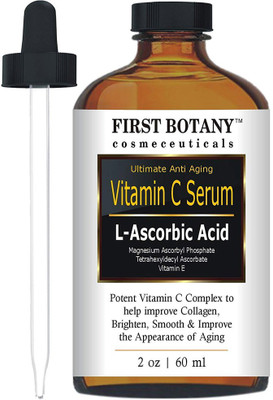

First Botany Cosmeceuticals Vitamin C Serum 2 fl. oz with L'Ascorbic Acid - Facial Skin Care & Anti Aging Serum That Helps Skin Brightening, Repair Sun Damage, Fade Age Spots, Dark Circles, Wrinkles & Fine Lines(24 g)