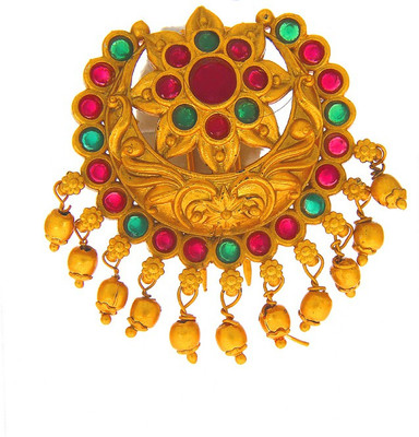Anuradha Art Jewellery Traditional Ambada Pin Bun Clip(Green, Pink)