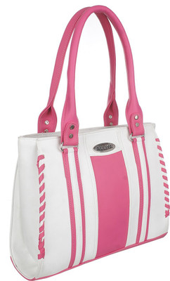 

Aliya Hand-held Bag(White, Pink), Pink;white