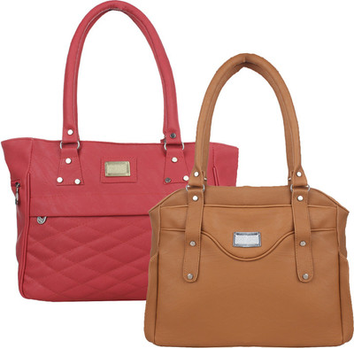 

Fillincart Hand-held Bag(Pink, Brown), Brown;pink