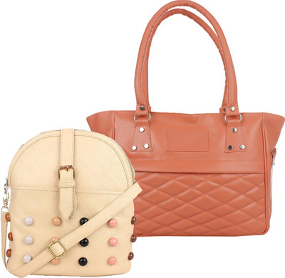 

Element Cart Hand-held Bag(Tan, Beige), Beige;tan