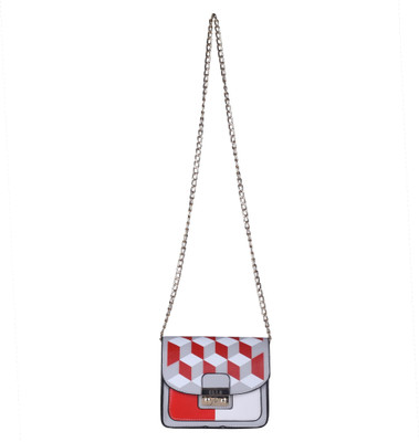 

ELLE Sling Bag(White, Red), Red;white