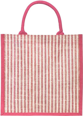 

Jute Cottage Hand-held Bag(Pink, White)