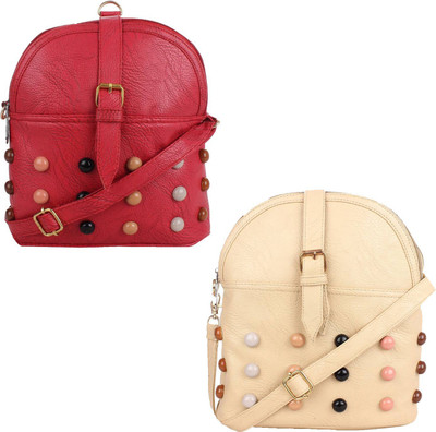 

Element Cart Shoulder Bag(Red, Beige), Beige;red