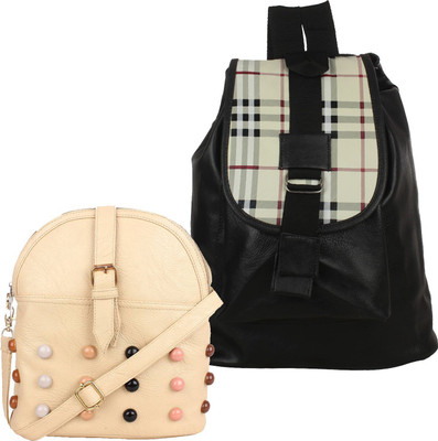 Fillincart Sling Bag(Black, Beige), Beige;black