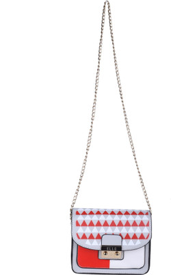 

ELLE Sling Bag(White, Red), Red;white