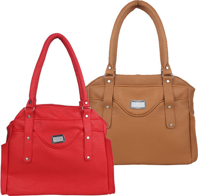 

Fillincart Hand-held Bag(Red, Brown), Brown;red