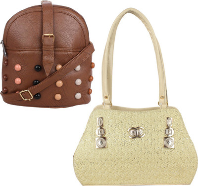 

Fillincart Shoulder Bag(Brown, Beige), Beige;brown