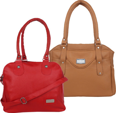 

Fillincart Hand-held Bag(Red, Brown), Brown;red