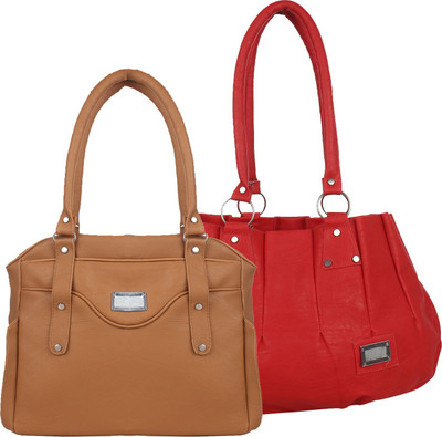 

Fillincart Hand-held Bag(Red, Brown), Brown;red