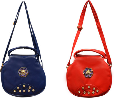 siddhi fashions Sling Bag(Red, Blue), Blue;red