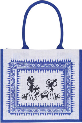 

Jute Cottage Tote(Blue, White)
