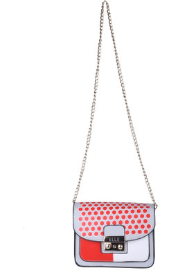 

ELLE Sling Bag(White, Red), Red;white