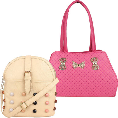 

Element Cart Hand-held Bag(Pink, Beige), Beige;pink