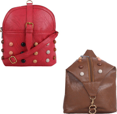 

Element cart Sling Bag(Red, Brown), Brown;red
