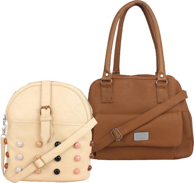

Element Cart Shoulder Bag(White, Brown), Brown;white