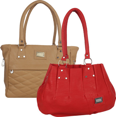 

Element Cart Hand-held Bag(Red, Beige), Beige;red