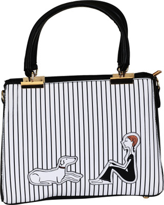flete Hand-held Bag(Black, White)