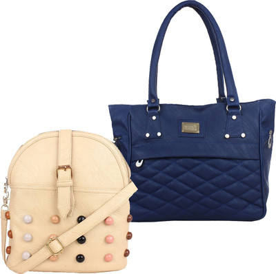 

Element Cart Hand-held Bag(Blue, Beige), Beige;blue