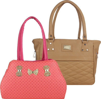 

Fillincart Hand-held Bag(Pink, Brown), Brown;pink