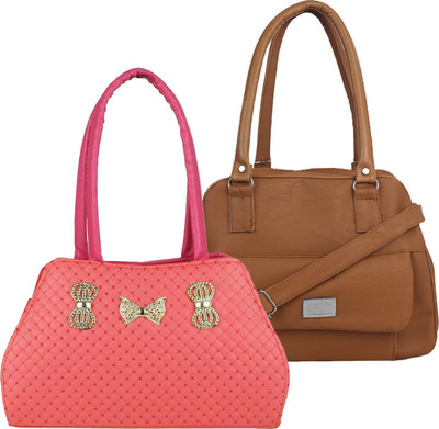 

Fillincart Hand-held Bag(Pink, Brown), Brown;pink