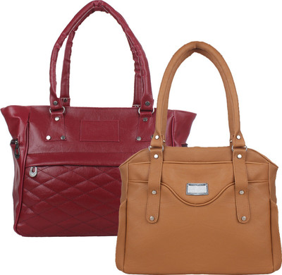 

Element Cart Hand-held Bag(Maroon, Tan)
