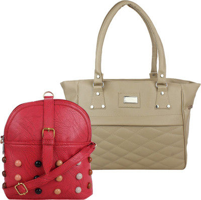 

Element Cart Hand-held Bag(Beige, Red)